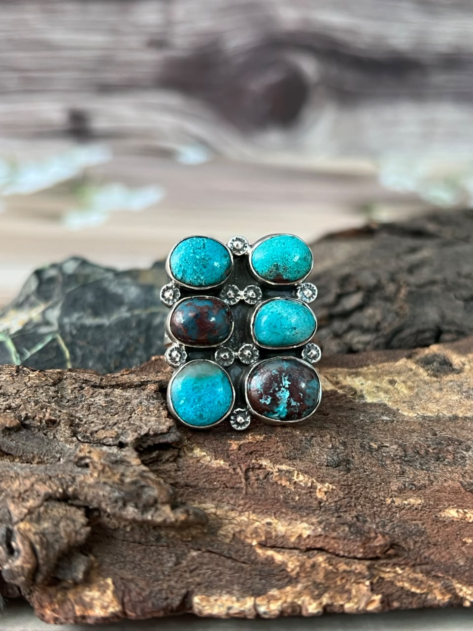 Handmade Sterling Silver Gem Silica Collection: Adjustable Ring Signed Nizhoni