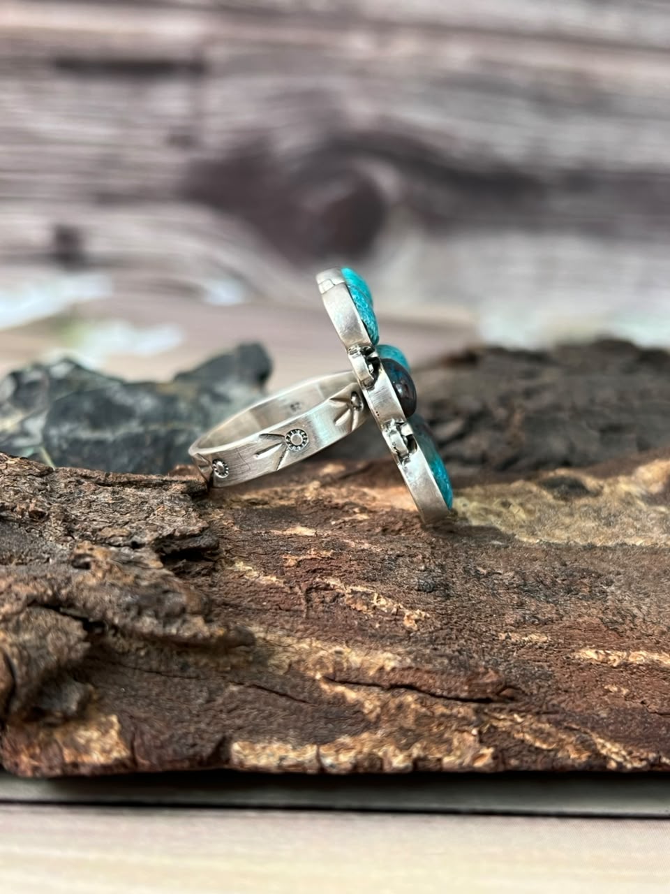 Handmade Sterling Silver Gem Silica Collection: Adjustable Ring Signed Nizhoni