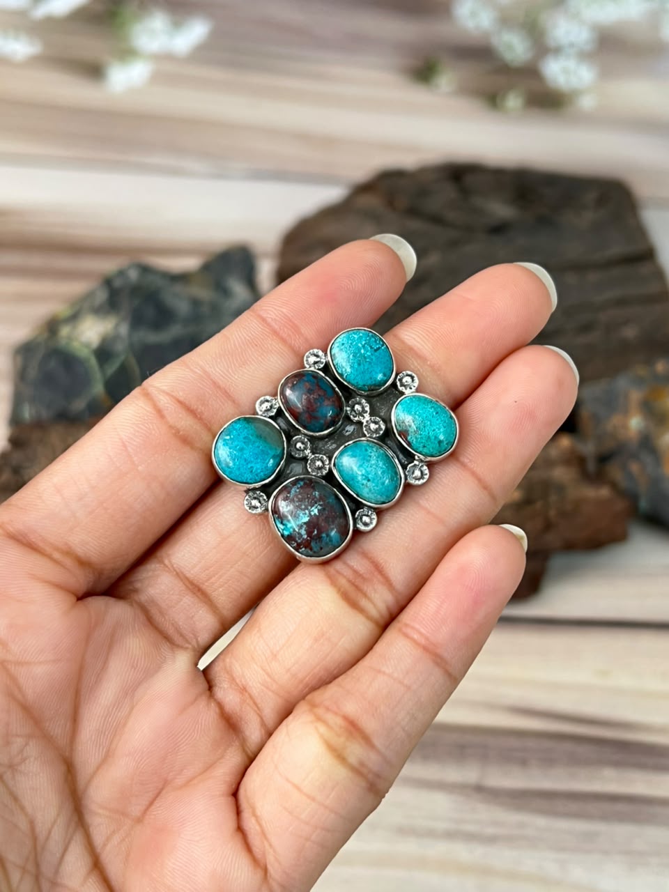Handmade Sterling Silver Gem Silica Collection: Adjustable Ring Signed Nizhoni