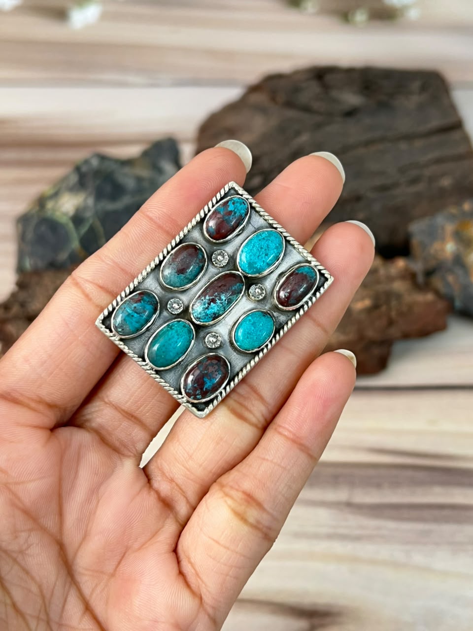 Handmade Sterling Silver Gem Silica Collection: Bar Adjustable Ring Signed Nizhoni