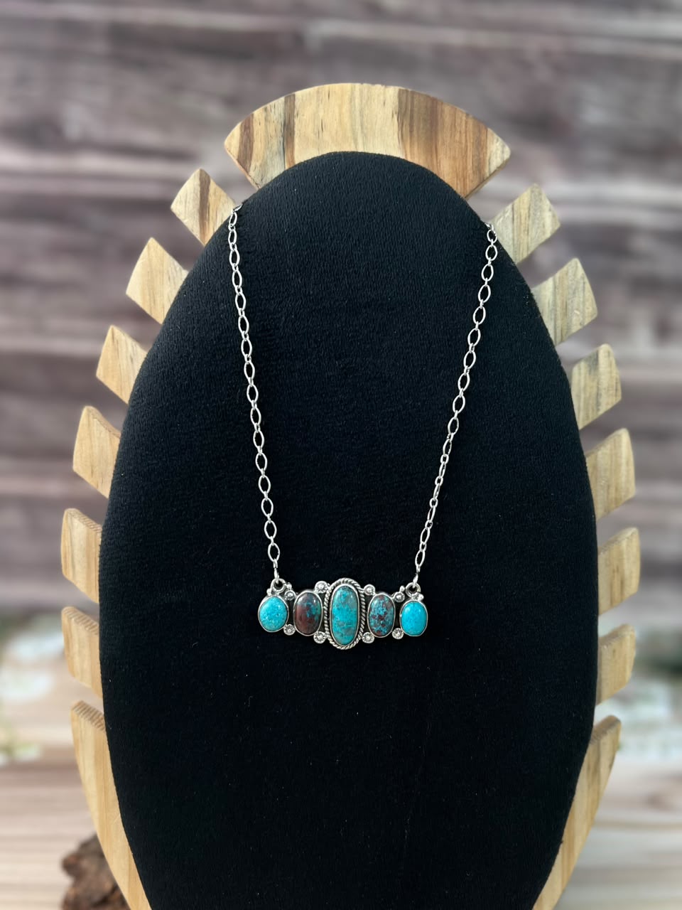 Handmade Sterling Silver Gem Silica Collection: Necklace Signed Nizhoni
