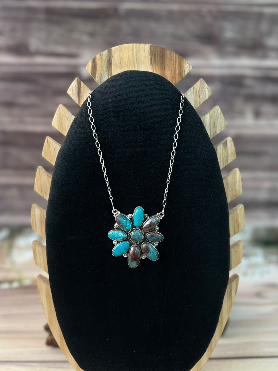 Handmade Sterling Silver Gem Silica Collection: Necklace Signed Nizhoni