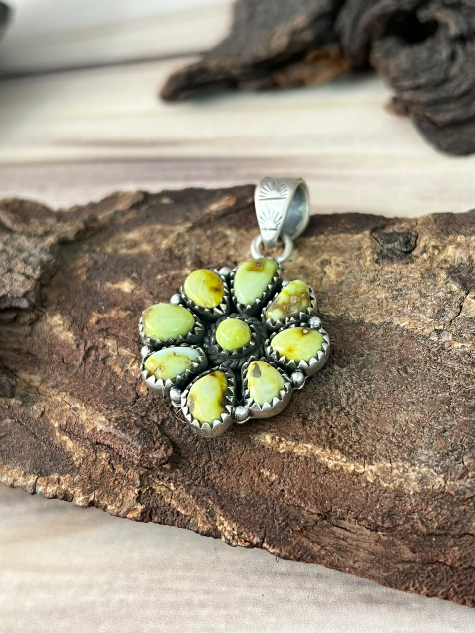 Handmade Sterling Silver Palomino Turquoise Pendant Signed Nizhoni
