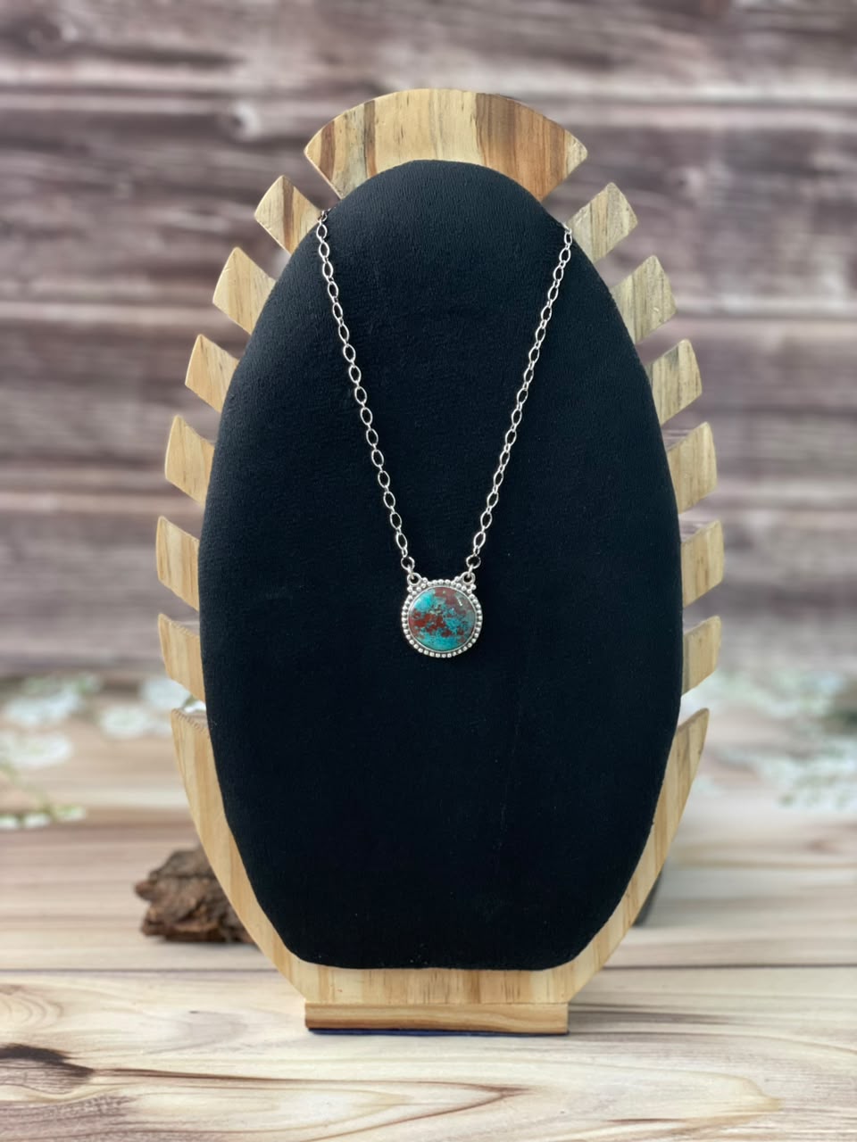 Handmade Sterling Silver Gem Silica Collection: Necklace Signed Nizhoni