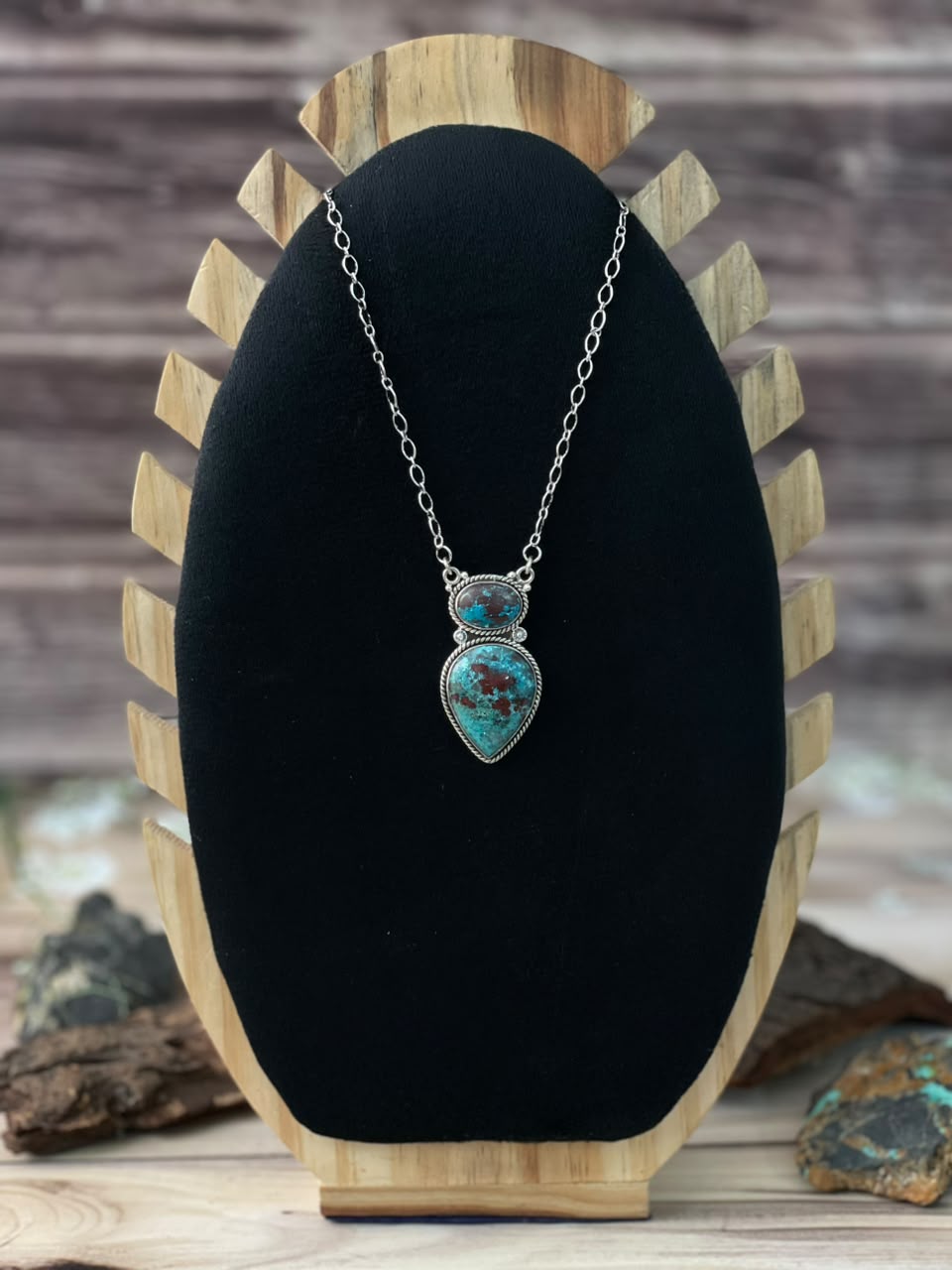 Handmade Sterling Silver Gem Silica Collection: Necklace Signed Nizhoni
