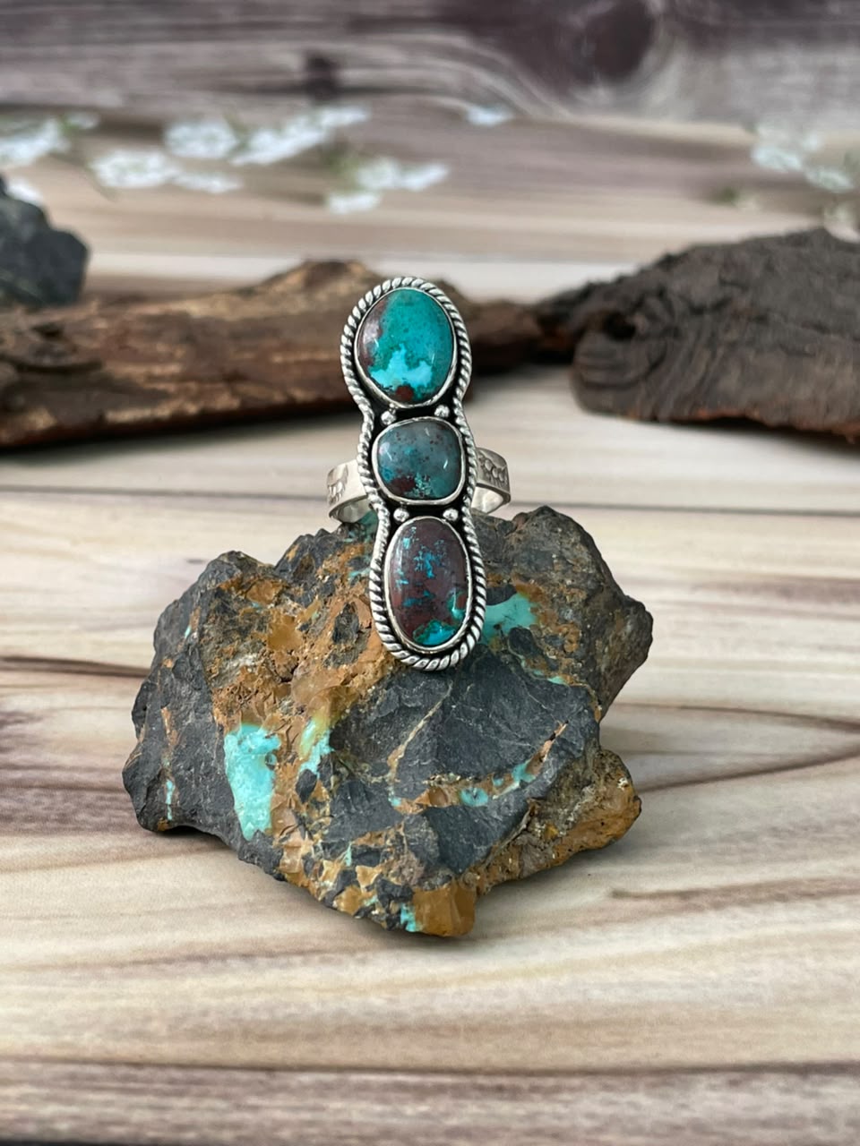 Handmade Sterling Silver Gem Silica Collection: Adjustable Ring Signed Nizhoni