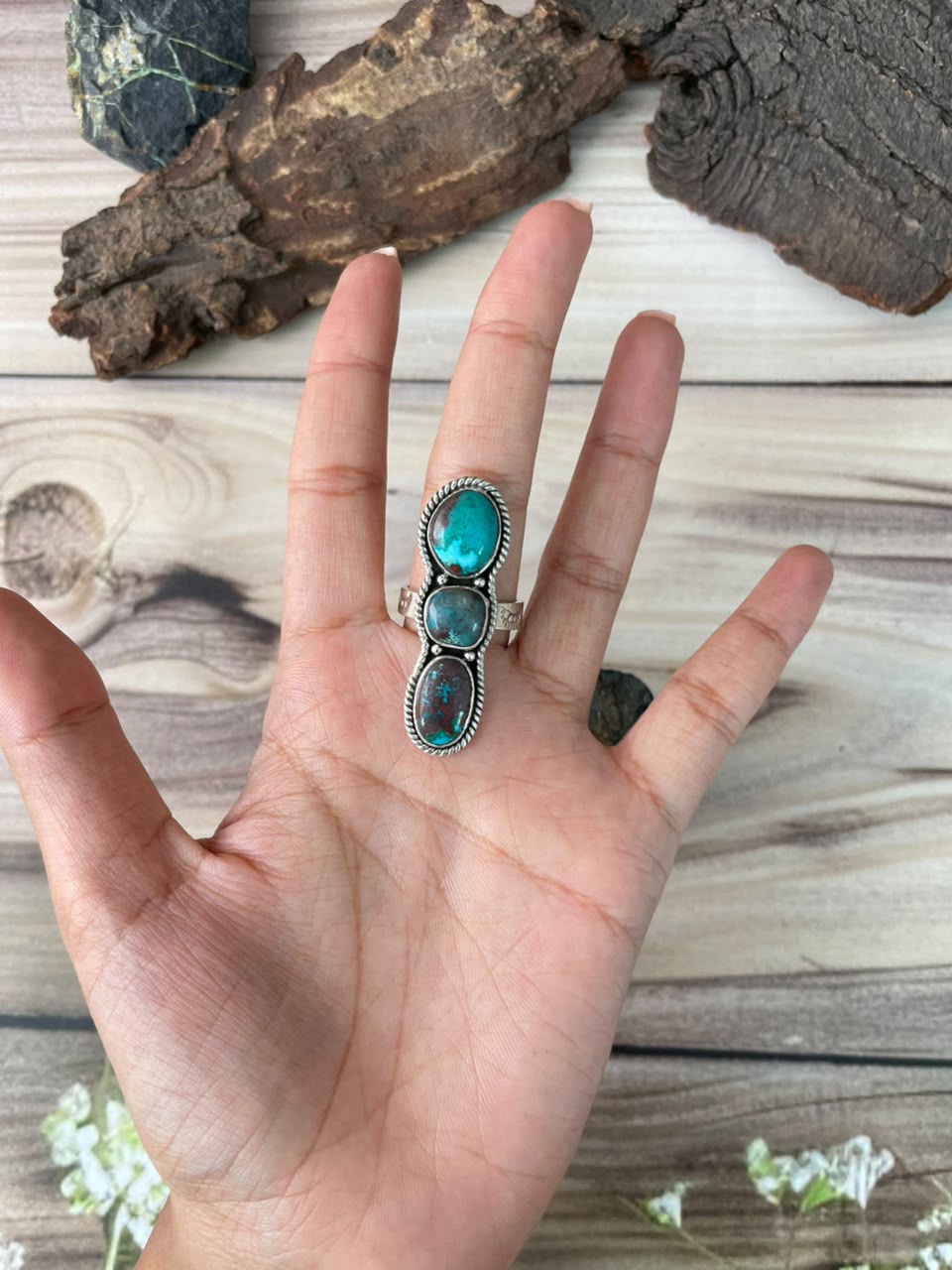 Handmade Sterling Silver Gem Silica Collection: Adjustable Ring Signed Nizhoni