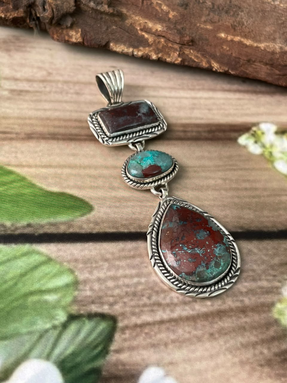 Handmade Sterling Silver Gem Silica Collection: Pendant Signed Nizhoni