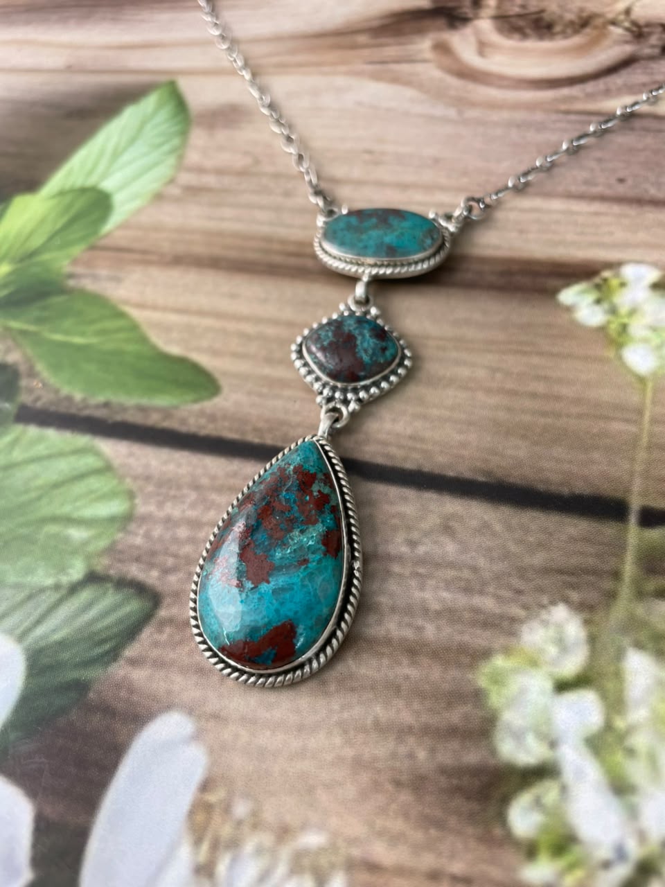 Handmade Sterling Silver Gem Silica Collection: Necklace Signed Nizhoni