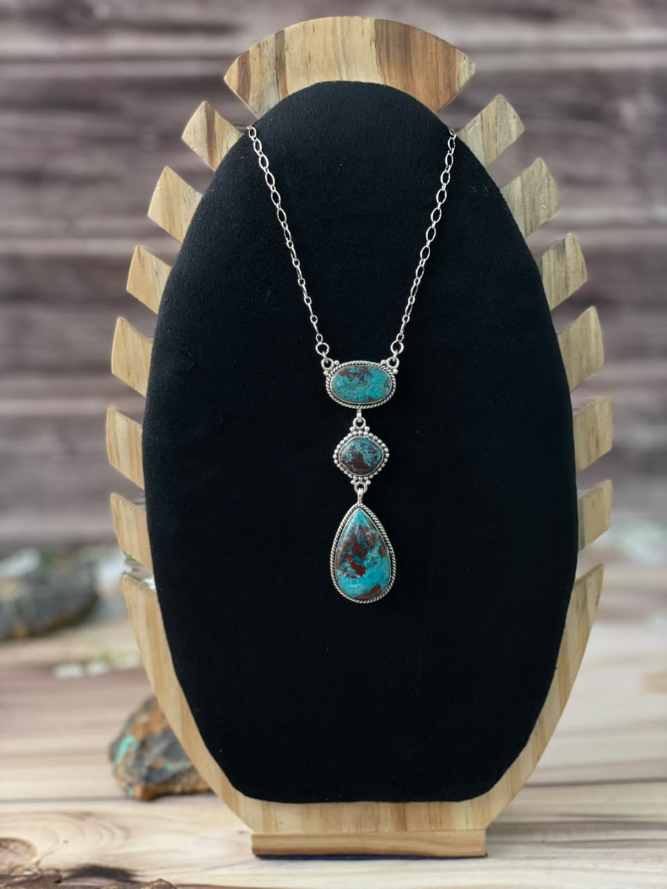 Handmade Sterling Silver Gem Silica Collection: Necklace Signed Nizhoni