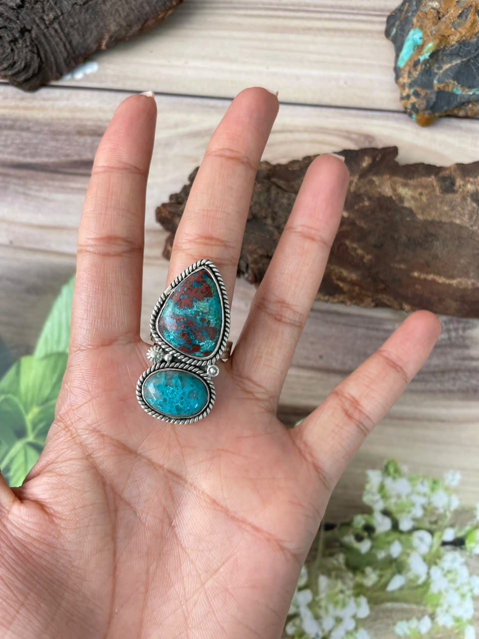 Handmade Sterling Silver Gem Silica Collection: Adjustable Ring Signed Nizhoni