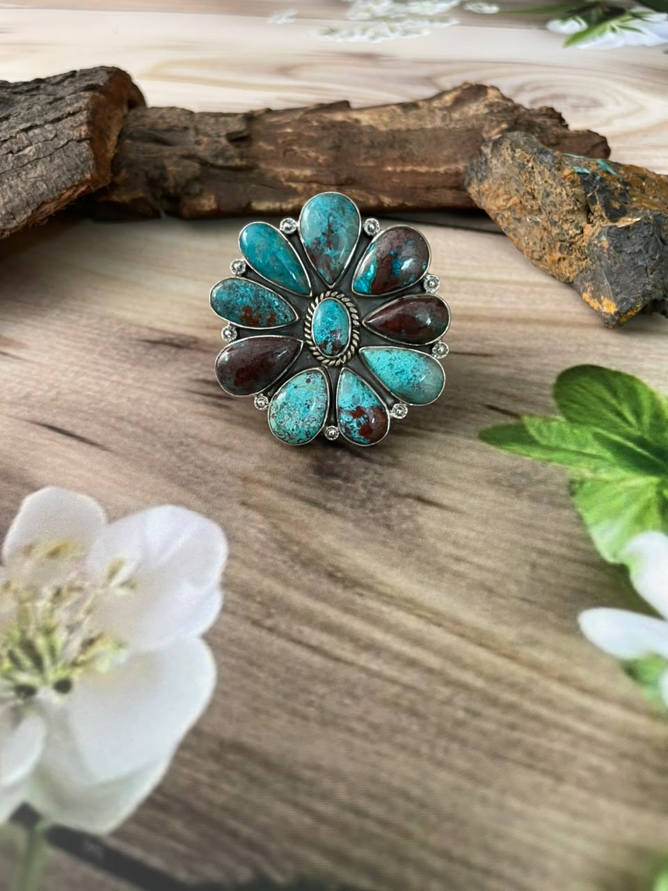 Handmade Sterling Silver Gem Silica Collection: Adjustable Ring Signed Nizhoni