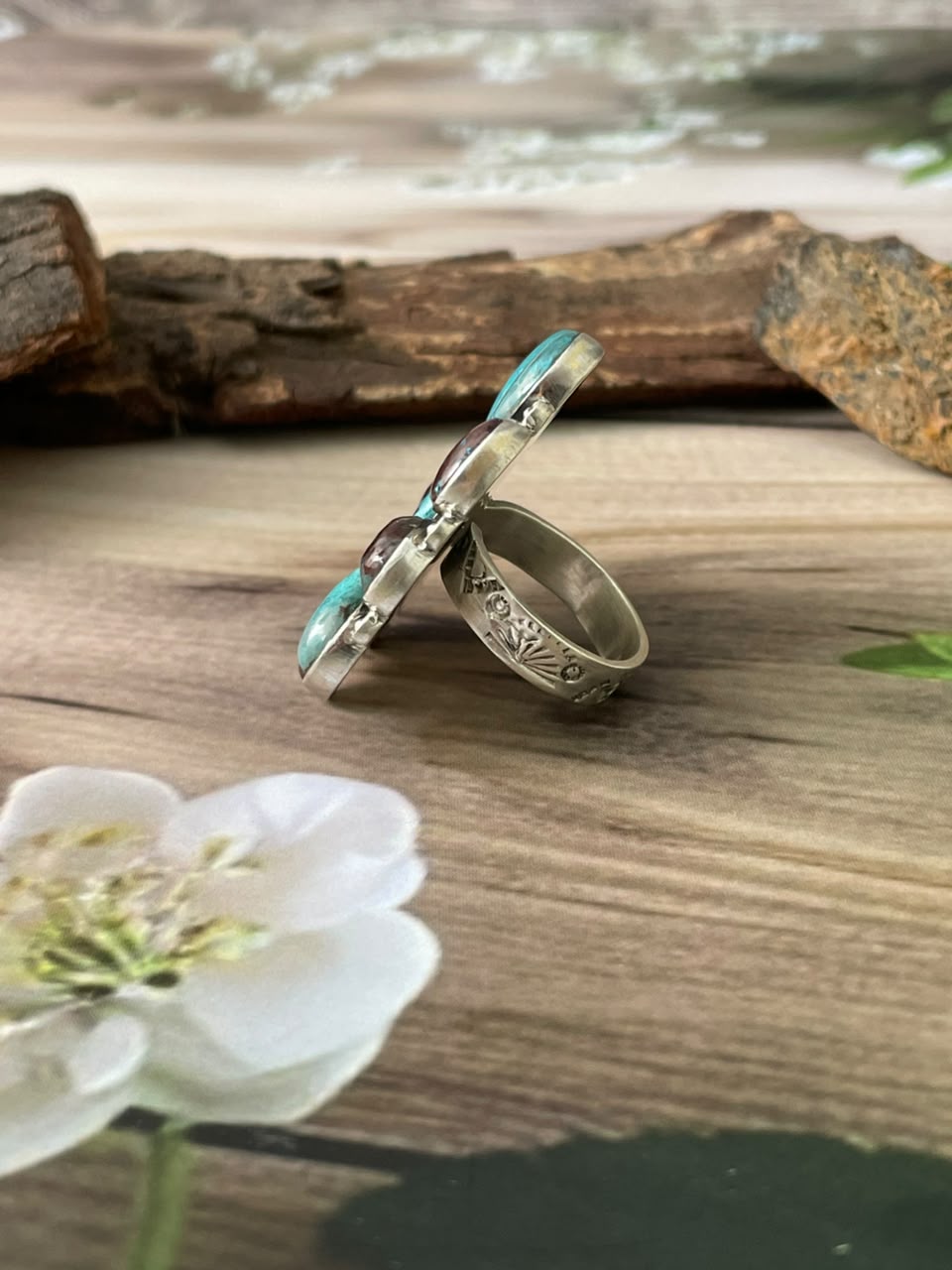 Handmade Sterling Silver Gem Silica Collection: Adjustable Ring Signed Nizhoni