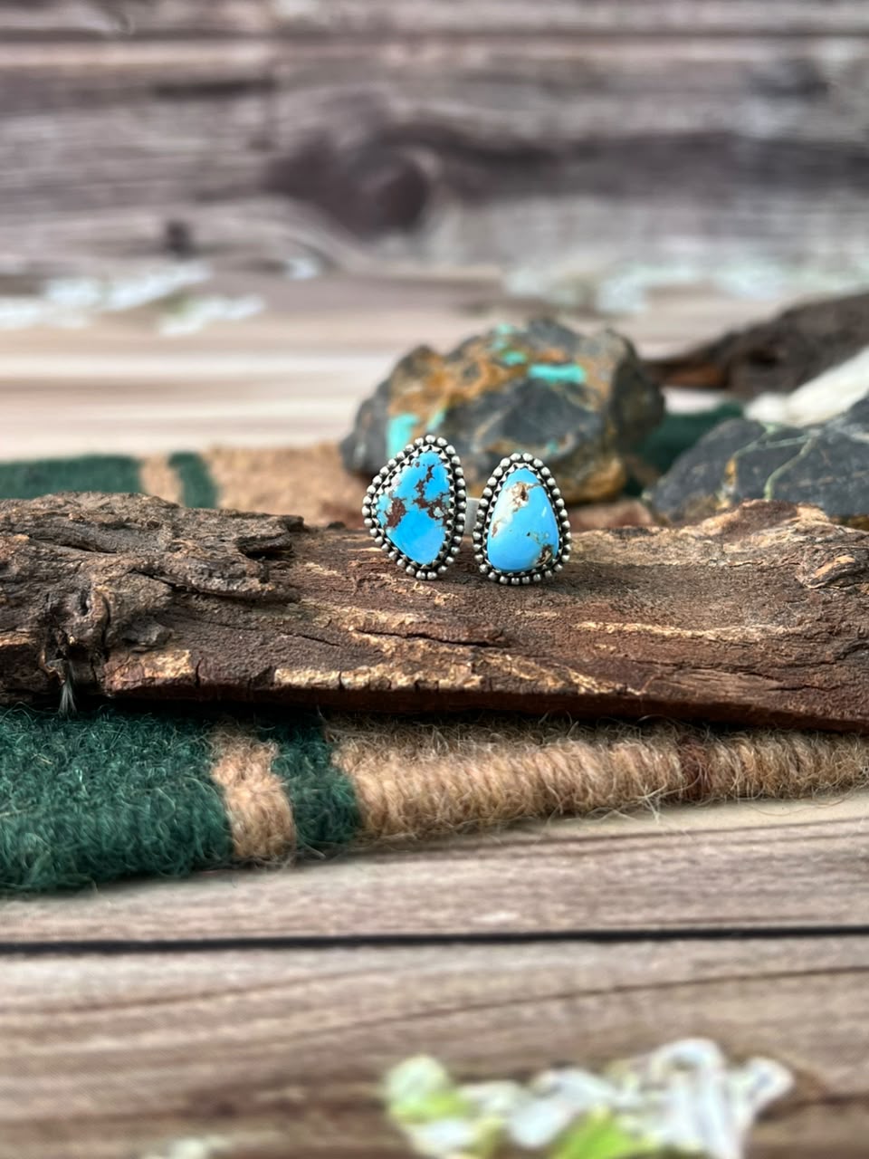 Handmade Sterling Silver Golden Hills Turquoise Adjustable Ring Signed Nizhoni
