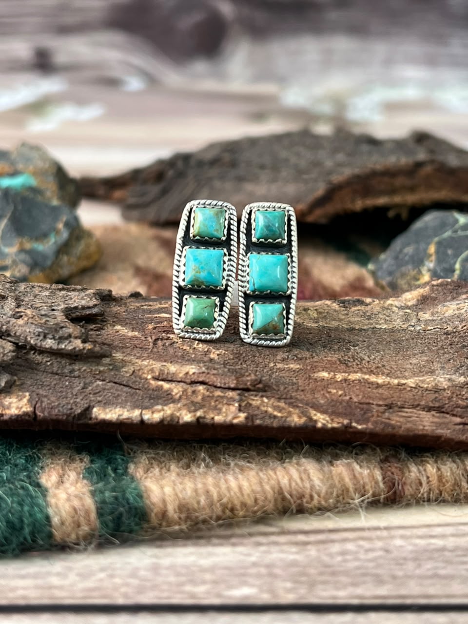 Handmade Sterling Silver Kingman Turquoise Adjustable Ring Signed Nizhoni