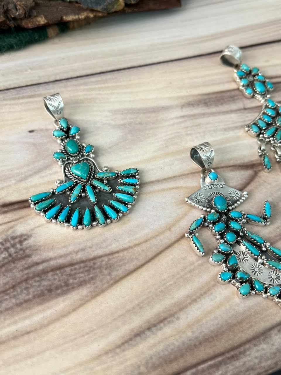 Handmade Sterling Silver Kingman Turquoise Pendant Signed Nizhoni (5)
