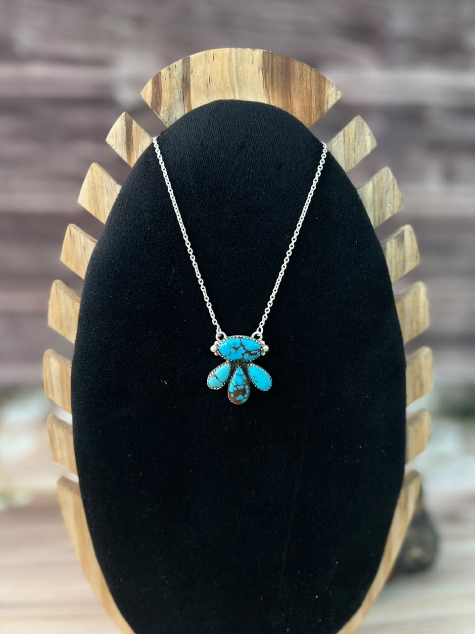 Handmade Sterling Silver Egyptian Turquoise Necklace Signed Nizhoni