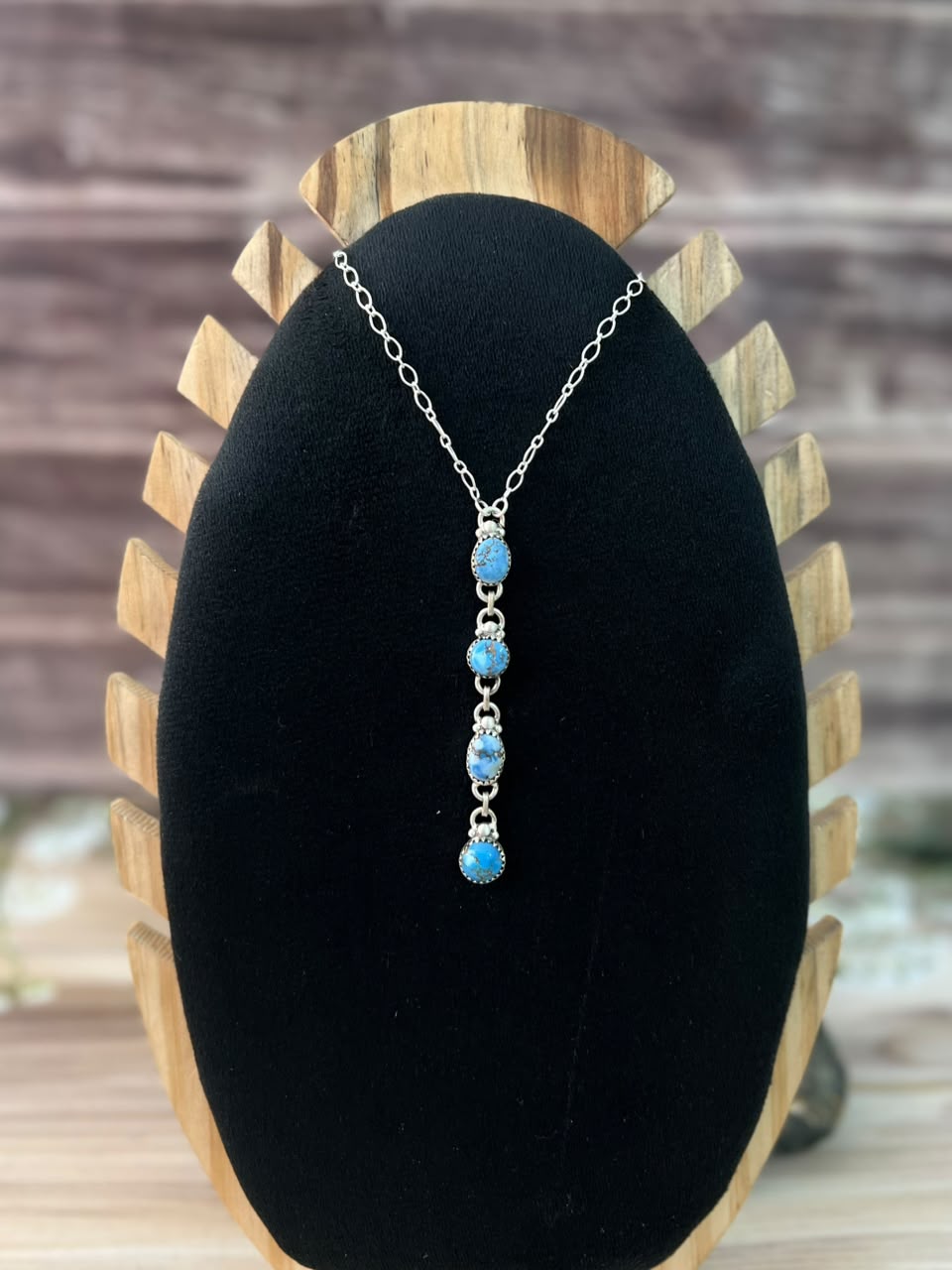 Handmade Sterling Silver Golden Hills Turquoise Necklace Signed Nizhoni