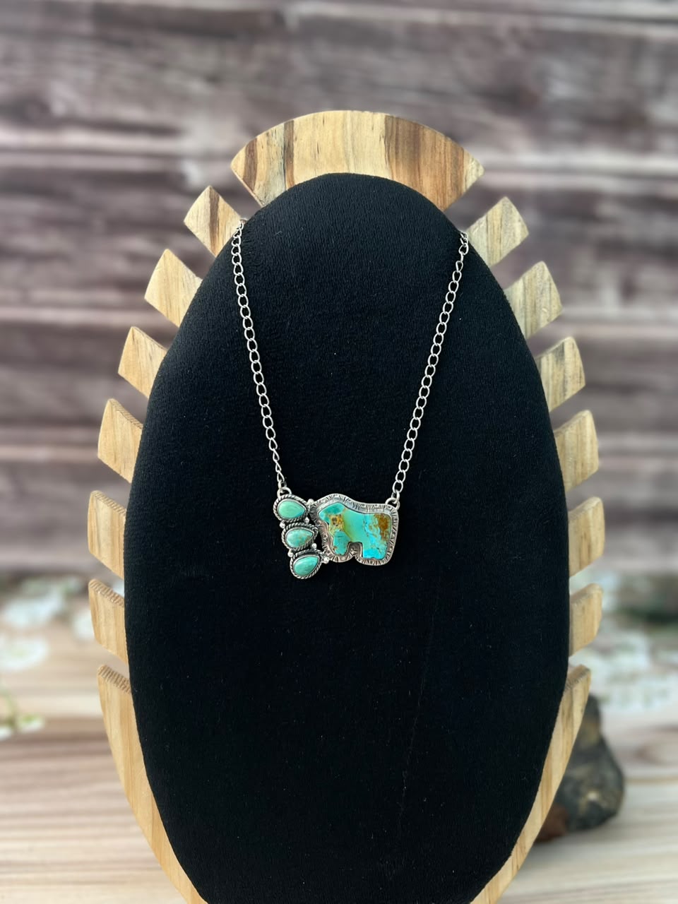 Handmade Sterling Silver Kingman Turquoise Necklace Signed Nizhoni