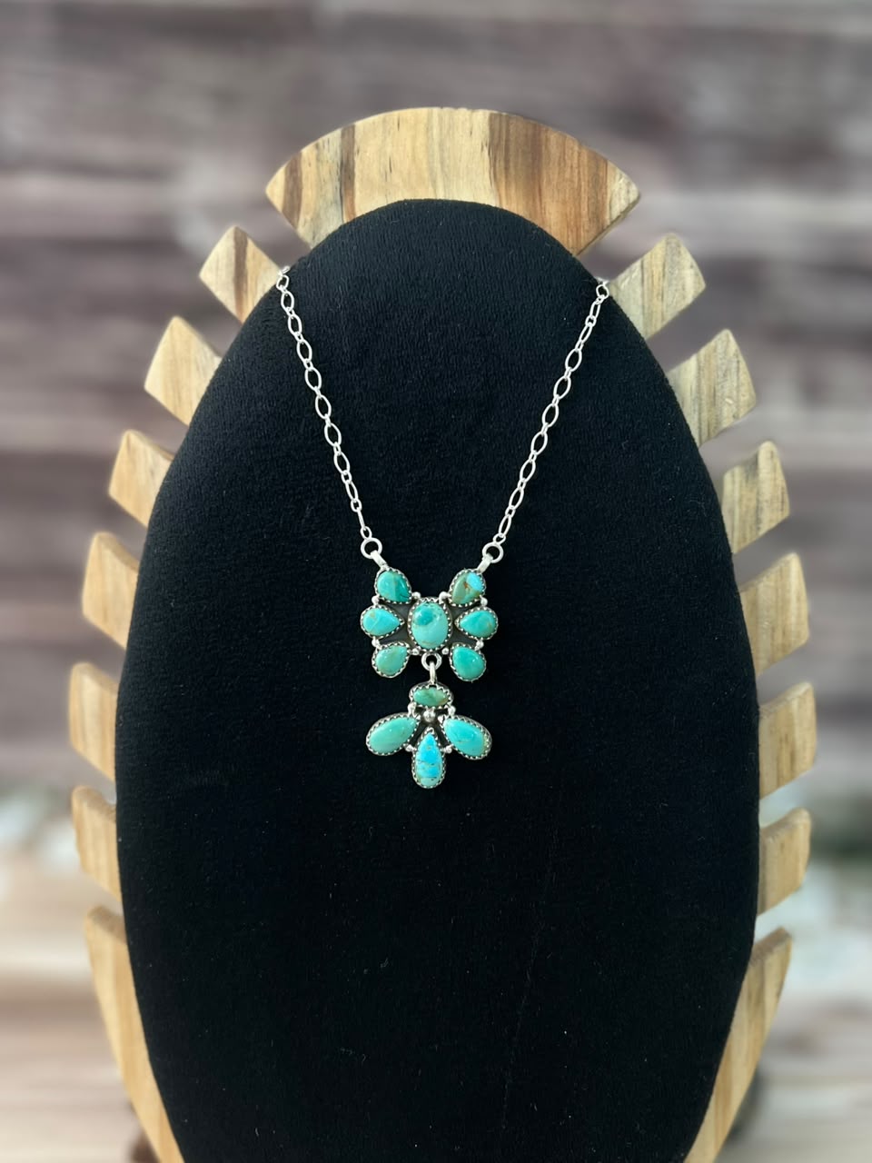 Handmade Sterling Silver Kingman Turquoise Necklace Signed Nizhoni