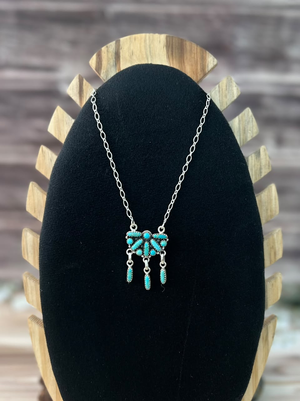 Handmade Sterling Silver Kingman Turquoise Necklace Signed Nizhoni