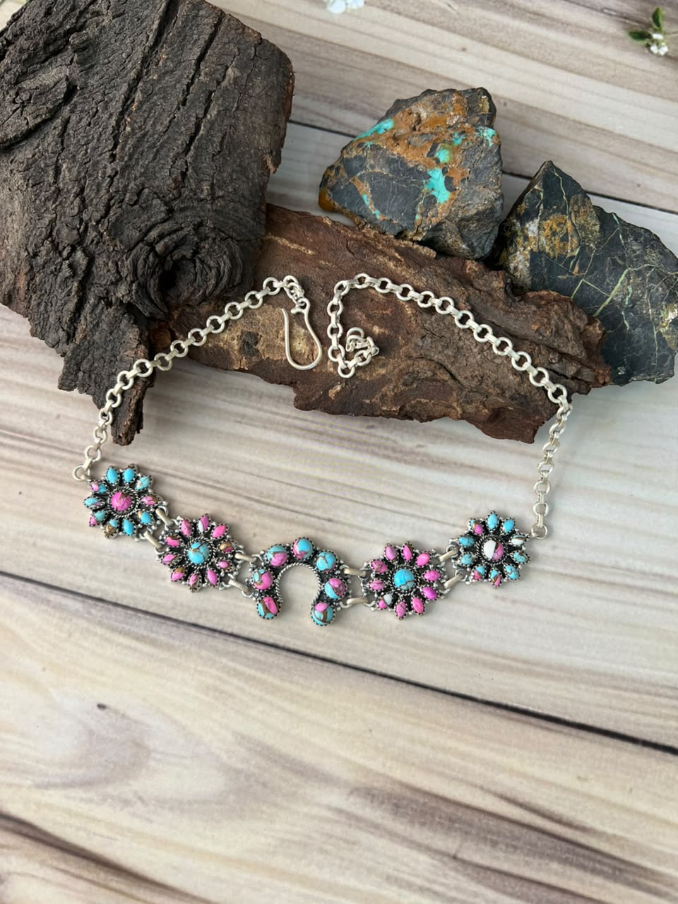 Handmade Sterling Silver Cotton Candy Choker Naja Necklace Signed Nizhoni