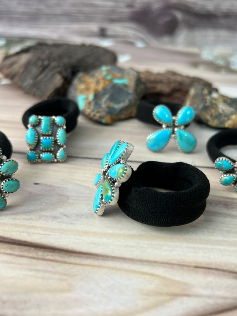 Handmade Sterling Silver Kingman Turquoise Hair Tie Charm Signed Nizhoni