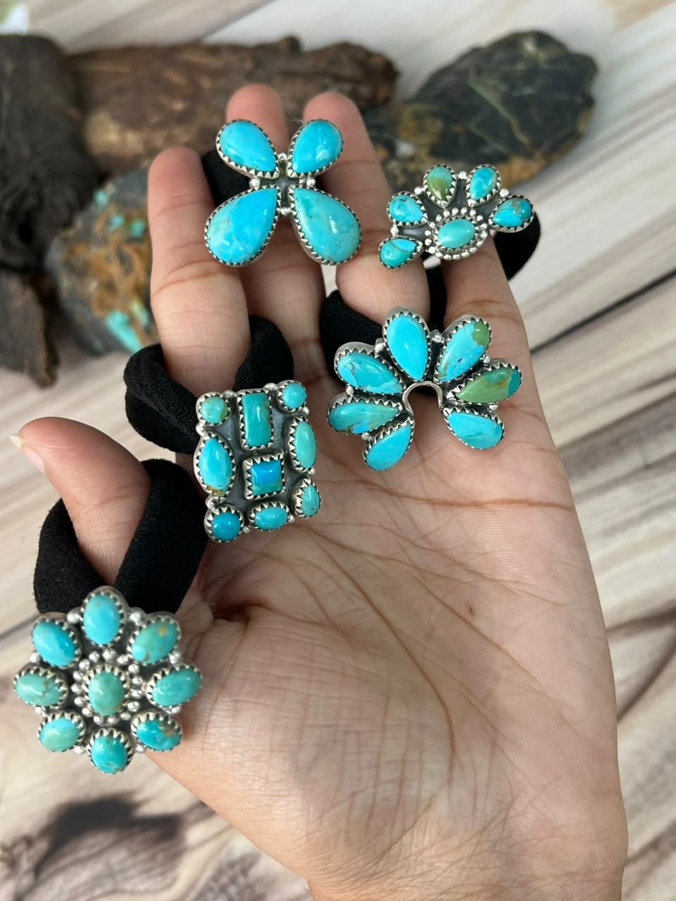 Handmade Sterling Silver Kingman Turquoise Hair Tie Charm Signed Nizhoni