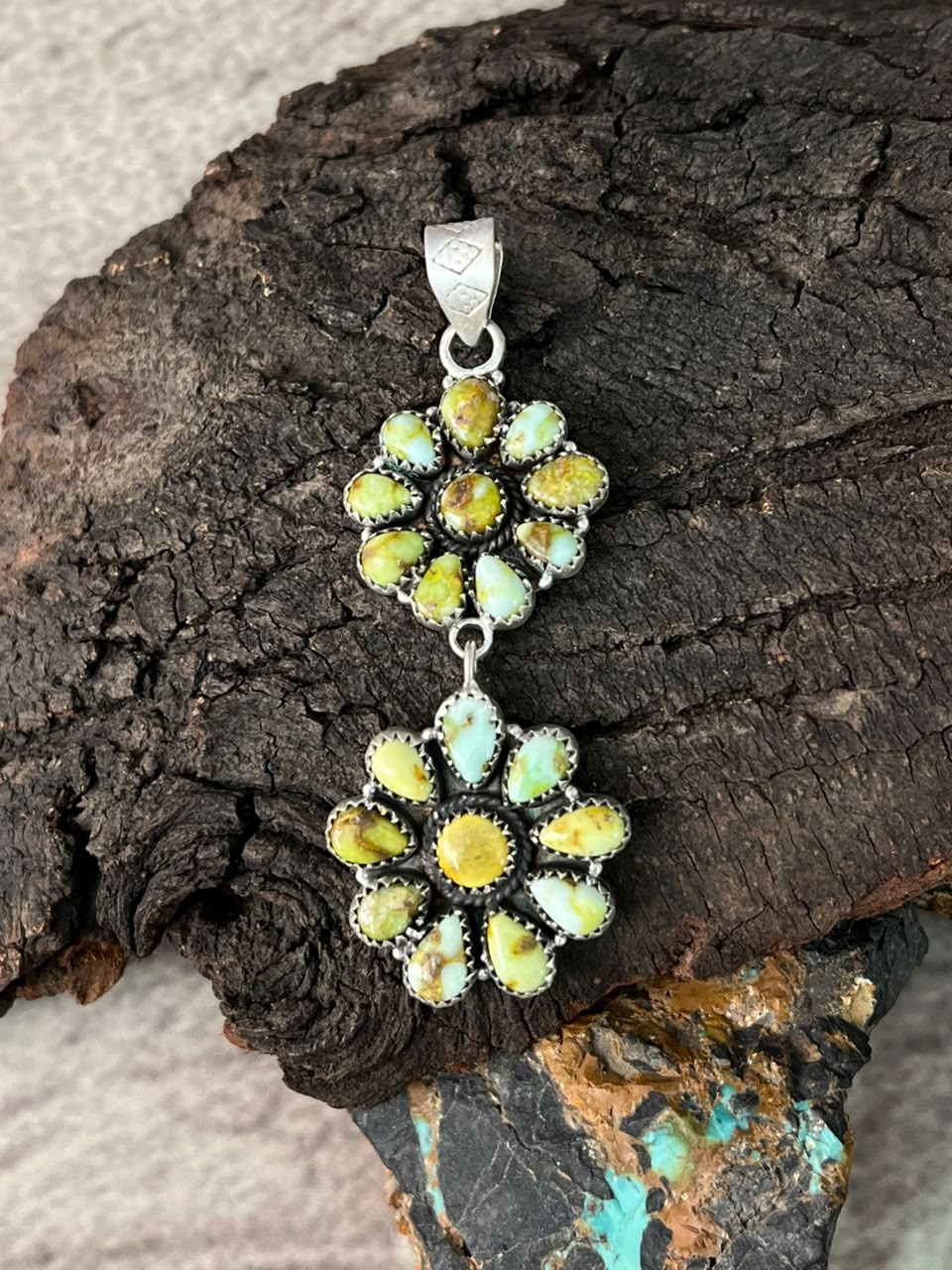 Handmade Sterling Silver Palomino Turquoise Pendant Signed Nizhoni