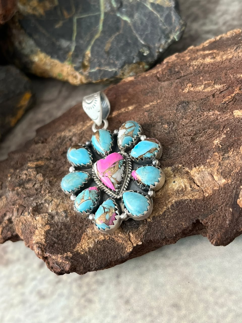 Handmade Sterling Silver Cotton Candy Pendant Signed Nizhoni