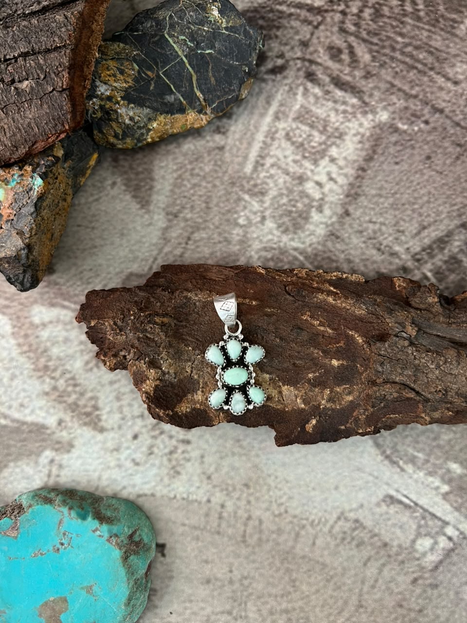 Handmade Sterling Silver Paloma Turquoise Pendant Signed Nizhoni