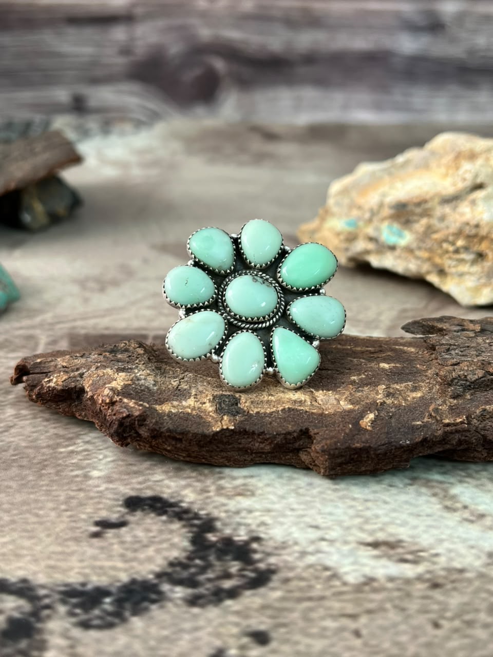 Handmade Sterling Silver Paloma Turquoise Adjustable Ring Signed Nizhoni (7)