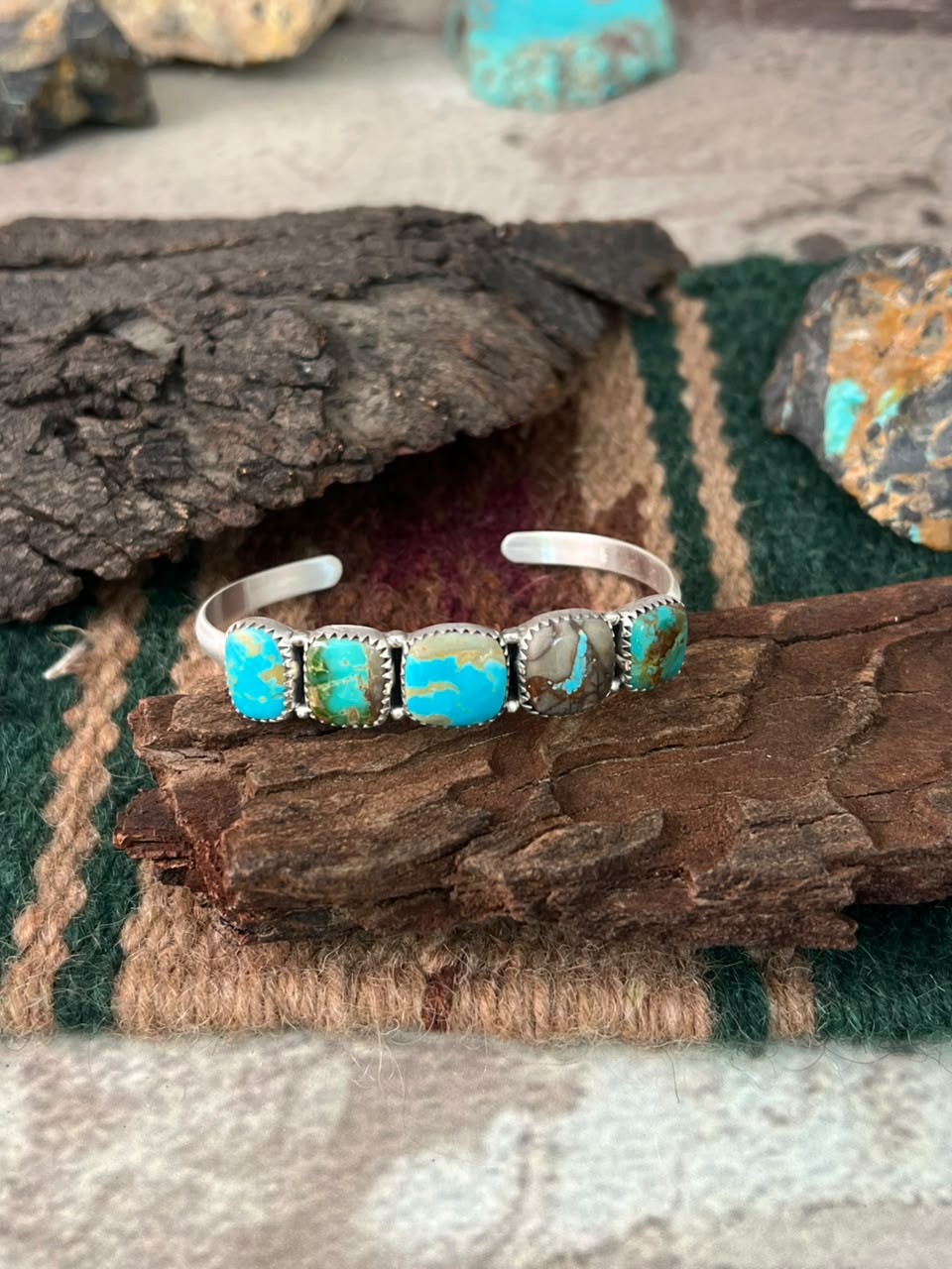 Handmade Sterling Silver Royston Turquoise Cuff Bracelet Signed Nizhoni (9)