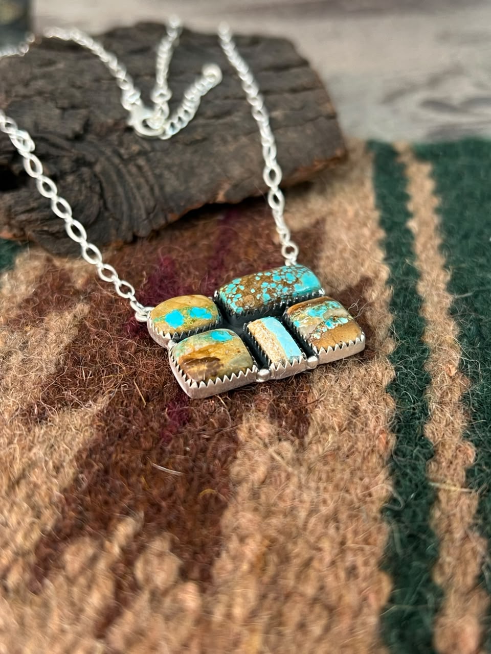 Handmade Sterling Silver Royston Turquoise Necklace Signed Nizhoni
