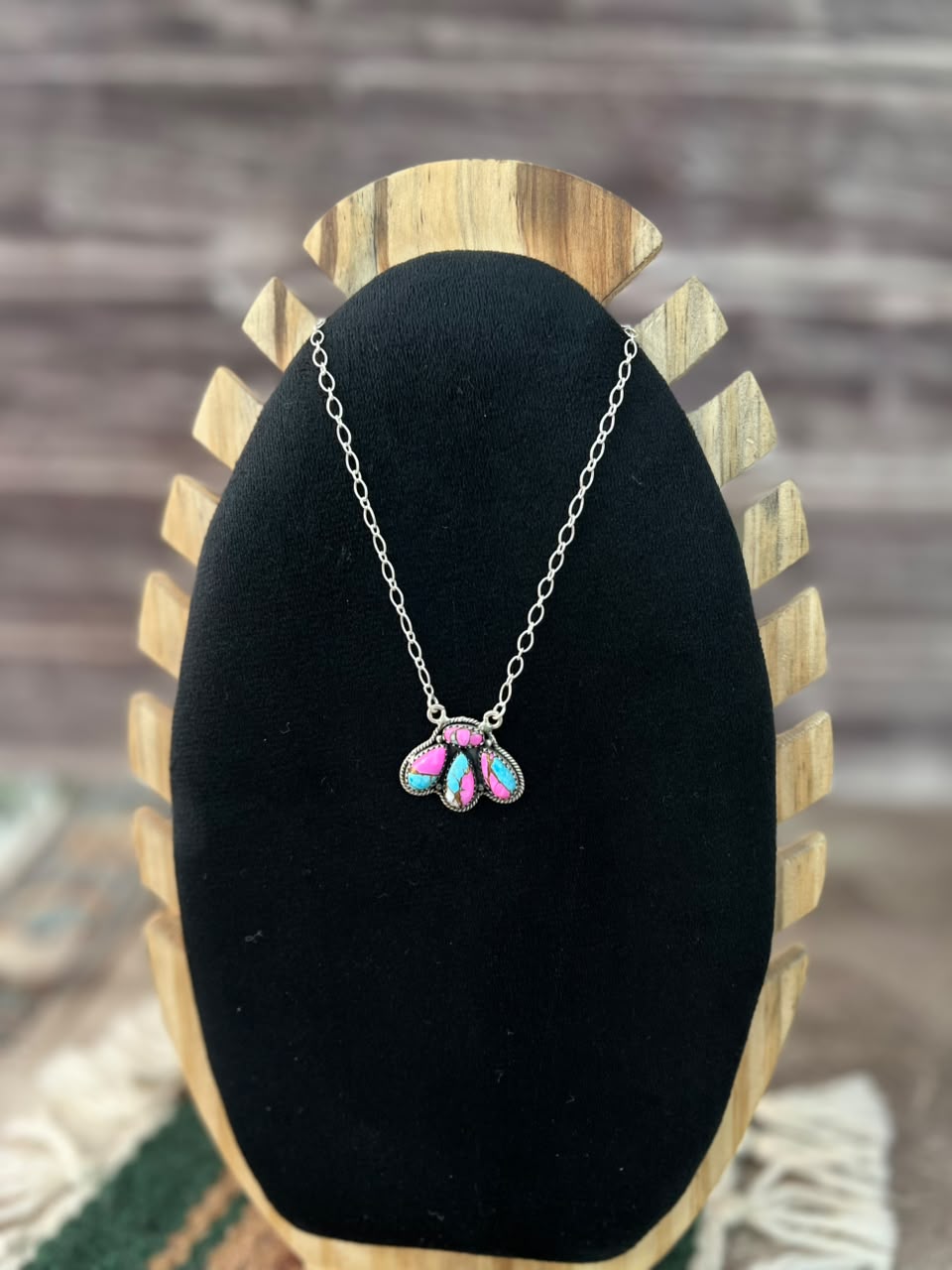 Handmade Sterling Silver Cotton Candy Necklace Signed Nizhoni