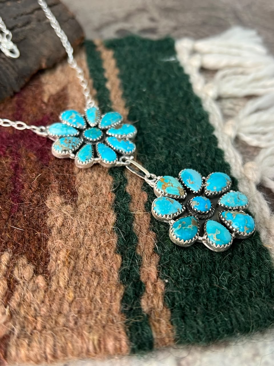 Handmade Sterling Silver Sierra Bella Turquoise Necklace Signed Nizhoni