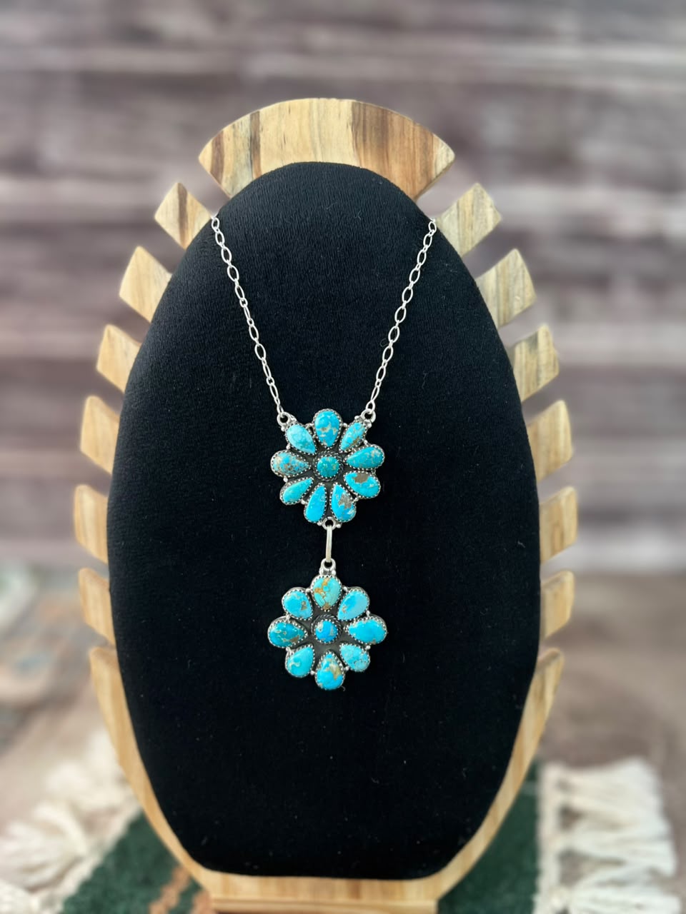 Handmade Sterling Silver Sierra Bella Turquoise Necklace Signed Nizhoni
