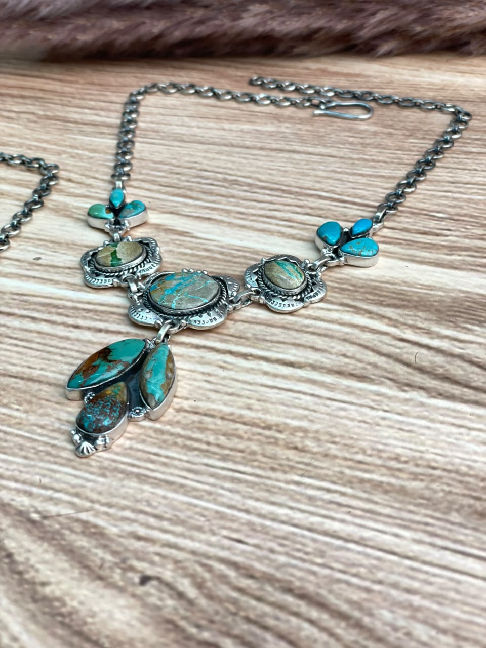 Handmade Sterling Silver Royston Turquoise Choker Necklace Signed Nizhoni