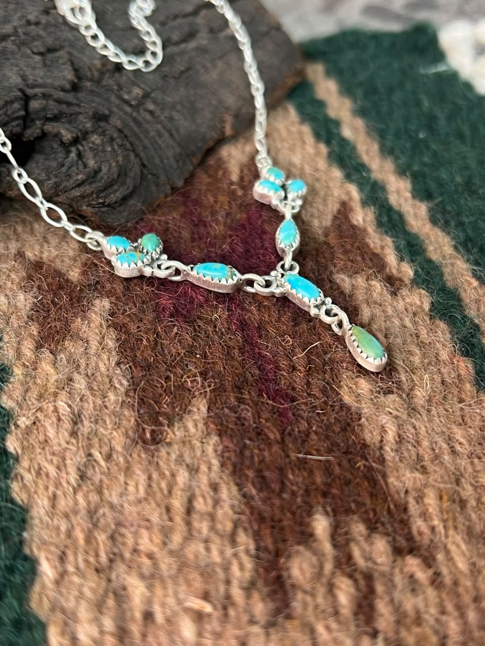Handmade Sterling Silver Kingman Turquoise Necklace Signed Nizhoni