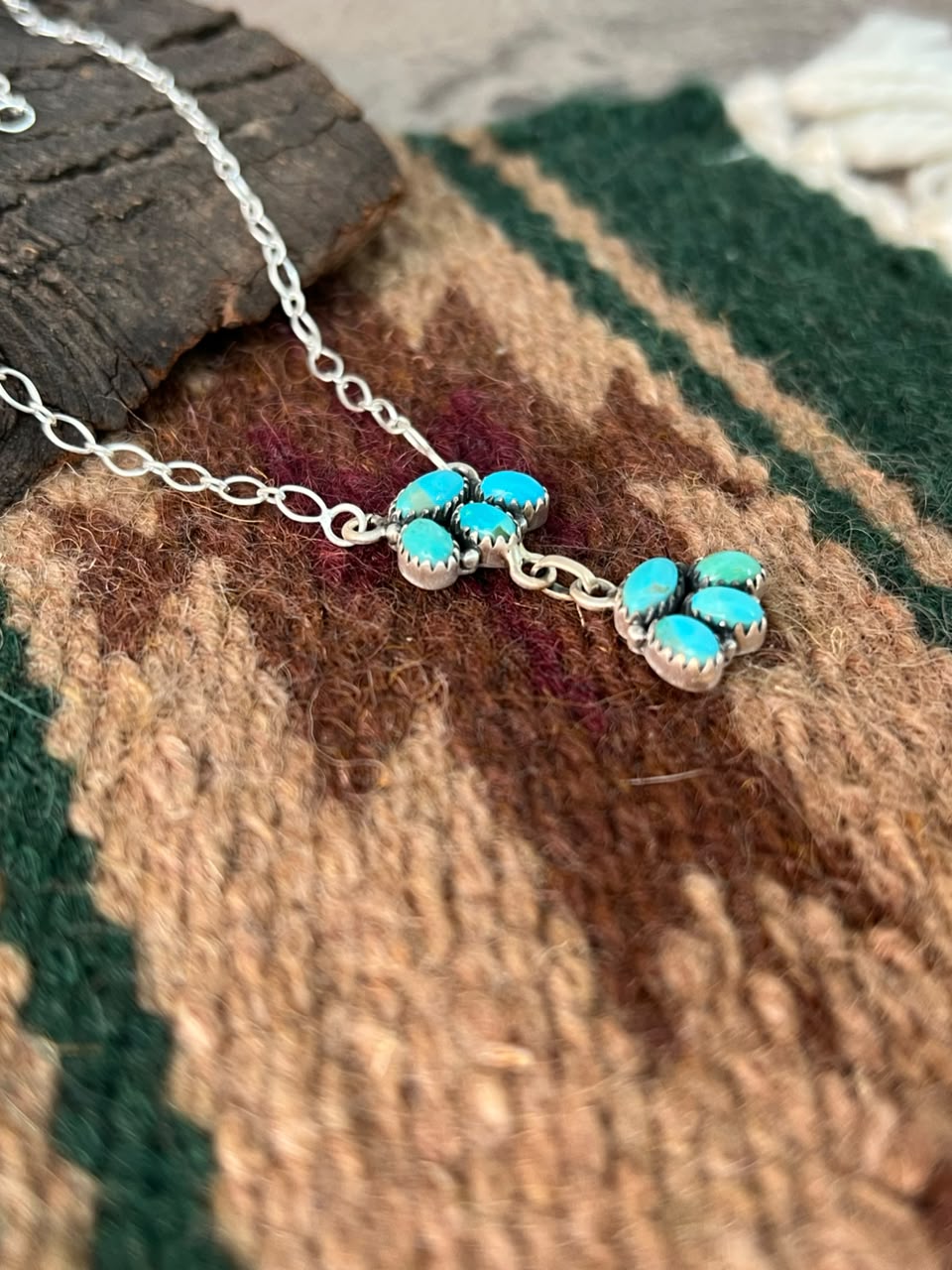 Handmade Sterling Silver Kingman Turquoise Necklace Signed Nizhoni