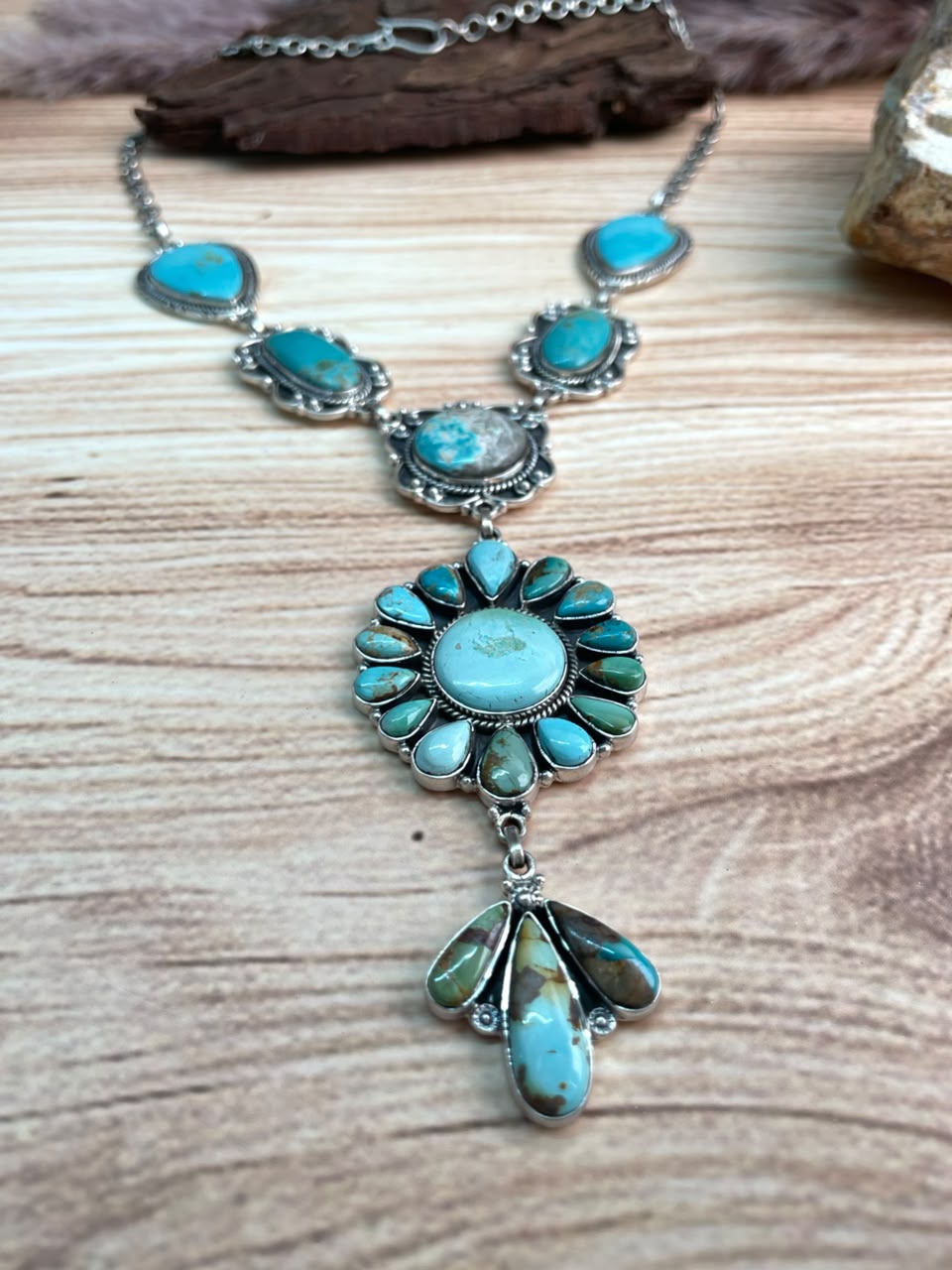Handmade Sterling Silver Royston Turquoise Necklace Signed Nizhoni