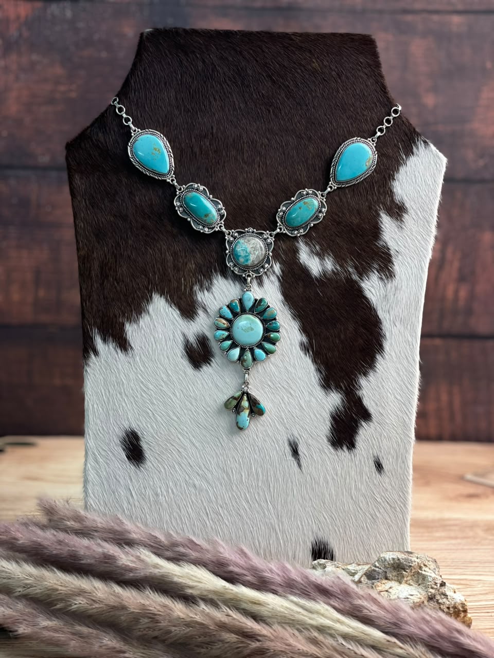 Handmade Sterling Silver Royston Turquoise Necklace Signed Nizhoni