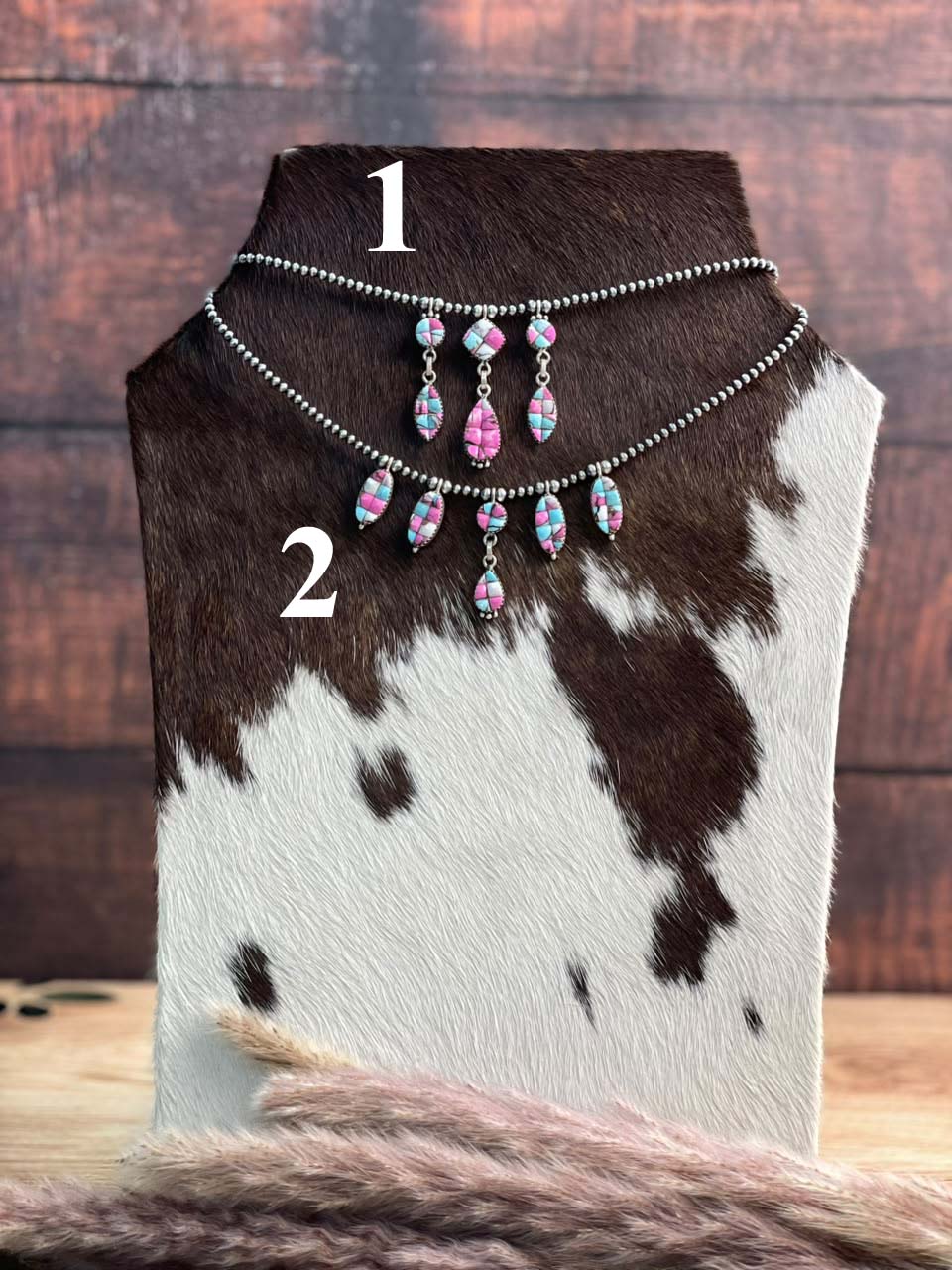 Handmade Sterling Silver Cotton Candy Cobble Stone Beaded Necklace Signed Nizhoni