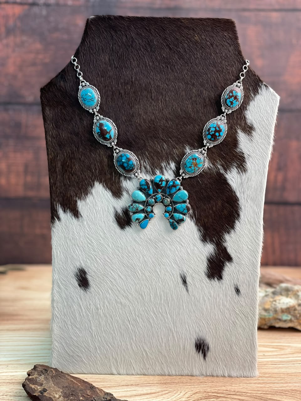 Handmade Sterling Silver Egyptian Turquoise Naja Necklace Signed Nizhoni
