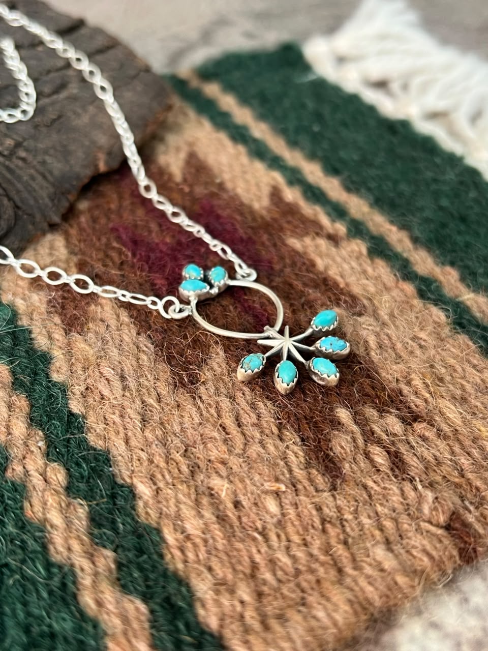 Handmade Sterling Silver Kingman Turquoise Necklace Signed Nizhoni