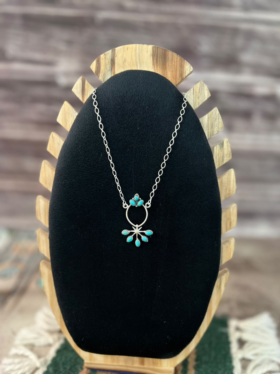 Handmade Sterling Silver Kingman Turquoise Necklace Signed Nizhoni