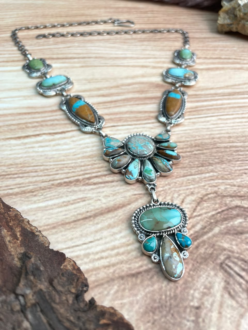 Handmade Sterling Silver Royston Turquoise Necklace Signed Nizhoni
