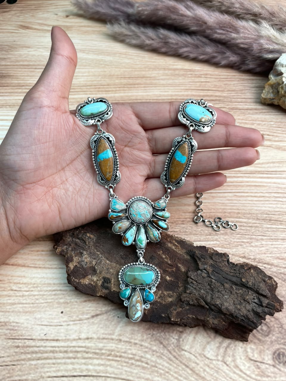 Handmade Sterling Silver Royston Turquoise Necklace Signed Nizhoni