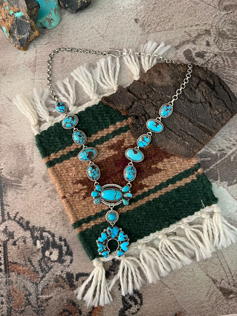 Handmade Sterling Silver Egyptian Turquoise Naja Necklace Signed Nizhoni