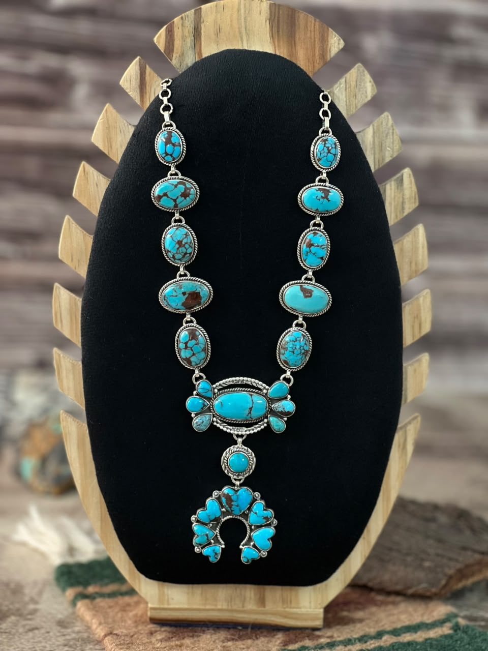 Handmade Sterling Silver Egyptian Turquoise Naja Necklace Signed Nizhoni